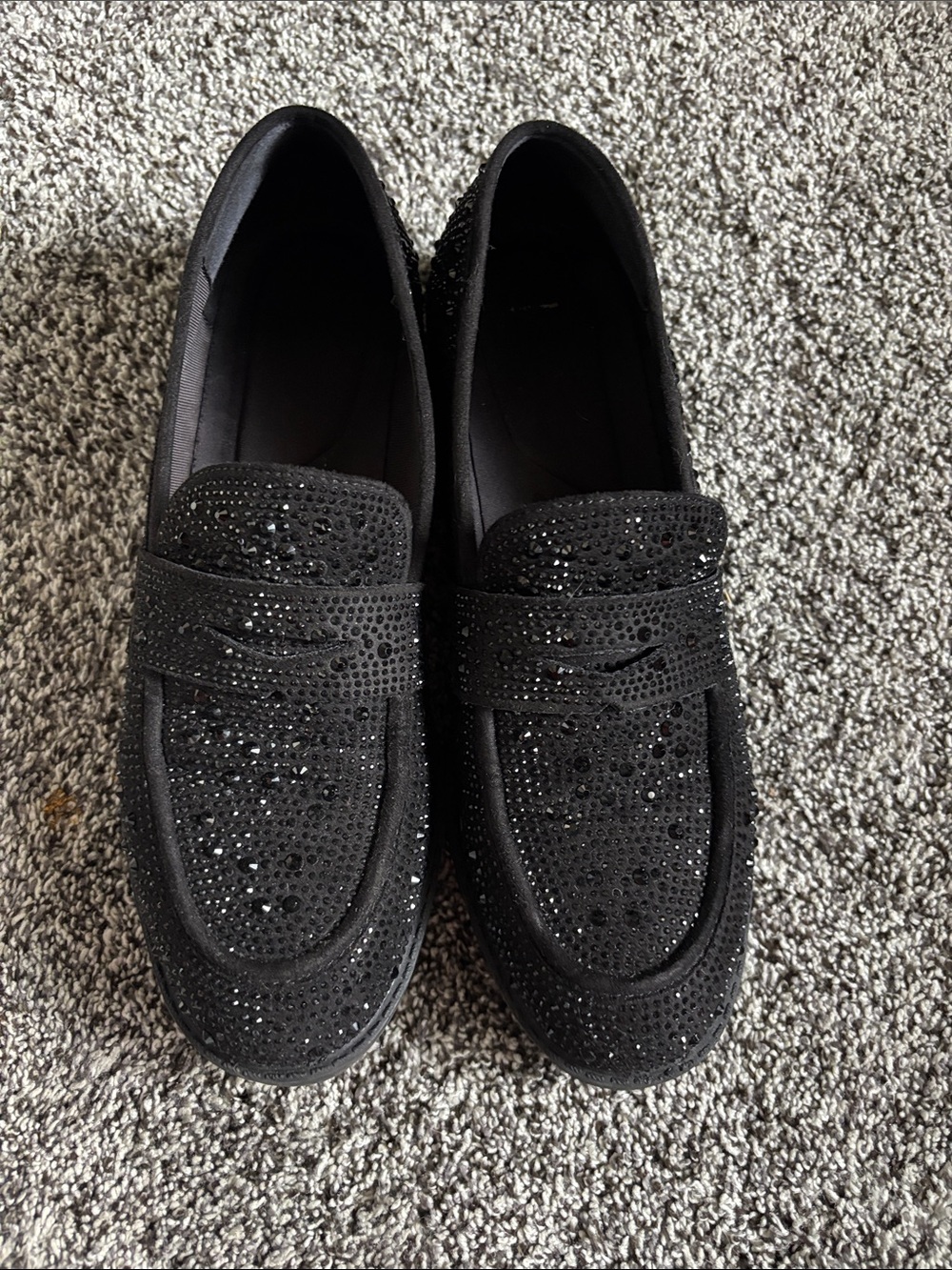 Women’s Black Crystal-Embellished Loafers